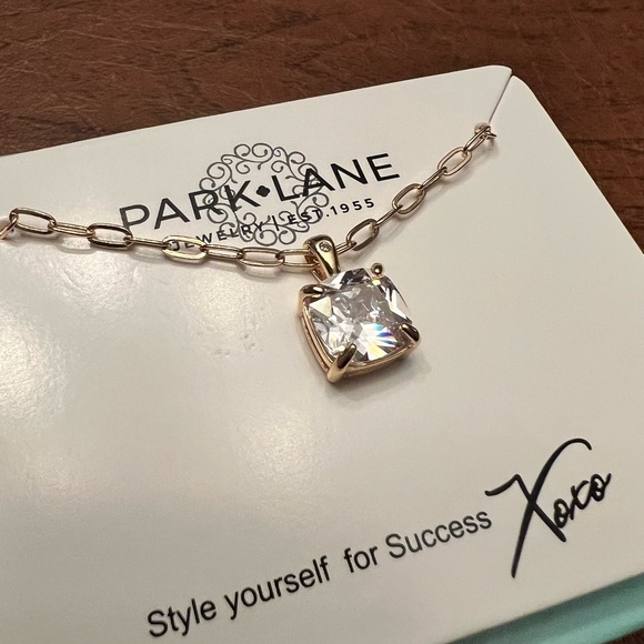 Park Lane Veil Gold Necklace with Square CZ Pendant | New - Picture 4 of 6